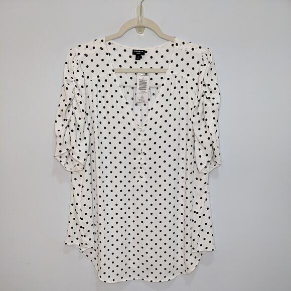 New Torrid Womens 2X Top Harper Georgette V-Neck Ruched Blouse Polka Dot - Picture 3 of 7